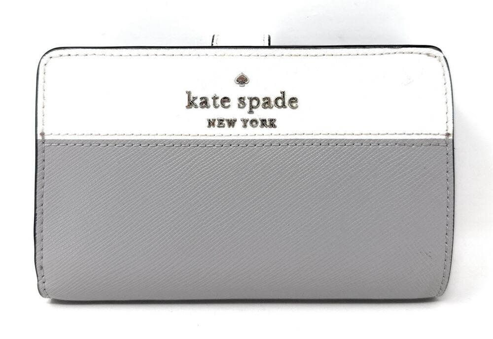 Kate Spade Madison Staci Colorblock Medium Compact Bifold Wallet Nimbus Grey.
